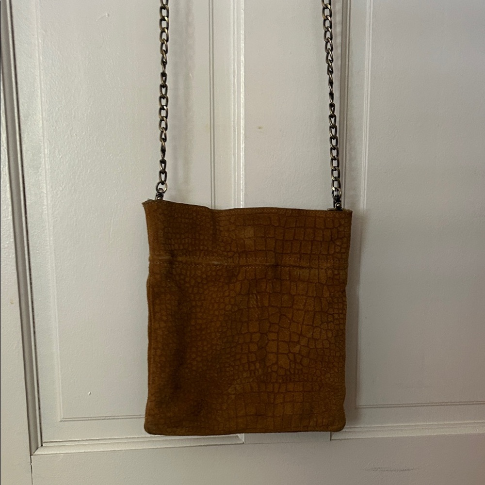 Free People Brown Crocodile Pattern Chain Strap Bag
